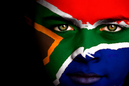South African flag on face