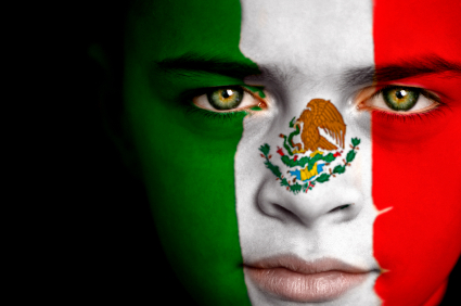 Mexican flag on face