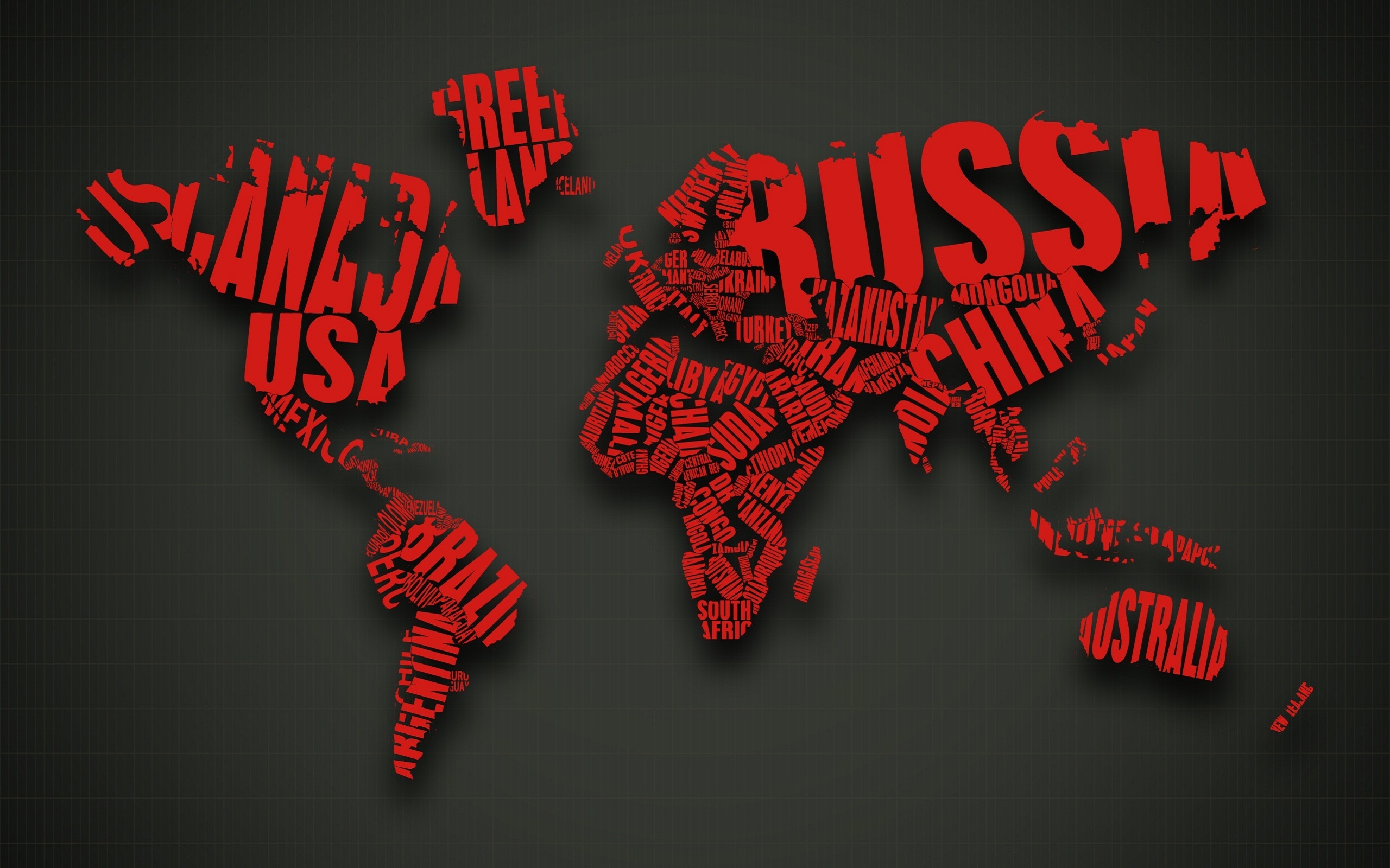 World Map Consisting Of Country Names
